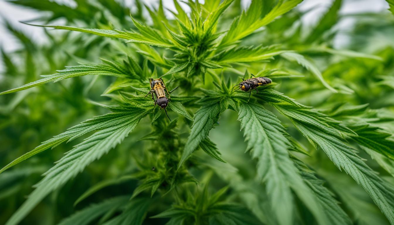 small insects on cannabis plant